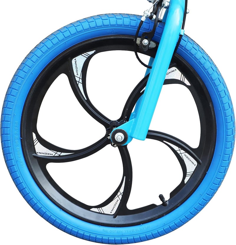 BALINGE 20" Aluminum Alloy One-Piece Bike Wheels – 5-Spoke Rim with Disc Brake & Freewheel Hub, 420mm Diameter, 30mm Width, Schrader Valve,Nylon Brake Pads, Solid axles，for Mountain/Folding/Kids/BMX Bikes - Image 2